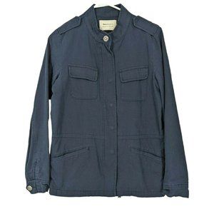 Navy blue military style light utility coat Hinge Brand sz Small